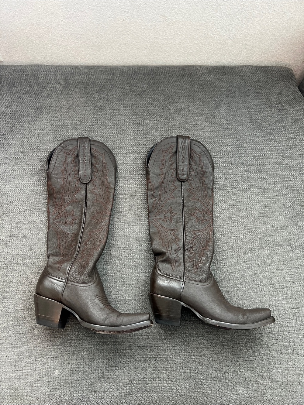 Women's Dark Brown Western Knee-High Leather Boots
